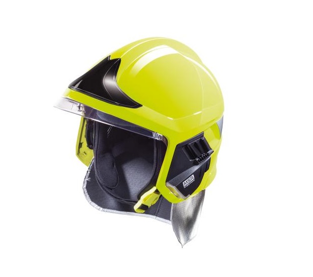 Přilba zásahová GALLET F1 XF se zátylníkem zlatý štít , fluorescenční, 52 - 62 cm